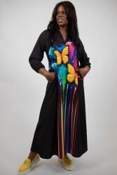 FashionLand ROCHIE MAXI CU BUZUNARE SI MANECA LUNGA BUTTERFLY VALLO TALIE UNICA Multicolora