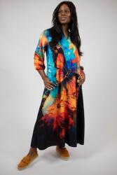 FashionLand ROCHIE MAXI CU BUZUNARE SI MANECA LUNGA ABSTRACT ART BUTTERFLY TALIE UNICA Multicolora
