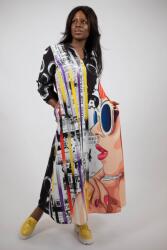 FashionLand ROCHIE MAXI CU BUZUNARE SI MANECA LUNGA ABSTRACT ART FACE TALIE UNICA Multicolora
