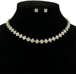 ElectraStore Set Tennis Silver Flower Colier + Cercei (C2947)