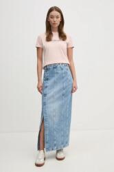 Pepe Jeans farmer szoknya MIDI SKIRT UHW EMBRO maxi, egyenes, PL901166 - kék L