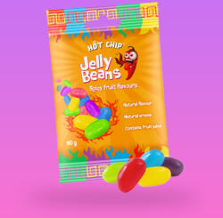  Hot Chip Jelly Beans csípős gyümölcs ízű drazsé cukorkák 60g Szavatossági idő: 2026-03-31 - vegyesbolt