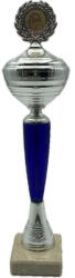 Trofeu darts, talpa marmura, argintiu, albastru cu tinta darts, inaltime 37 cm (GPE152B)