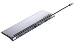 Vention USB-C -> HDMI/VGA/USB-C Gen 1/USB 3.0x2/USB 2.0/RJ45/SD/TF/TRRS 3.5mm/PD 0, 25m (11 az 1-ben, szürke, fémszerű), dokkoló (THTHC) (THTHC)