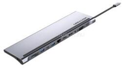 Vention USB-C -> DP/HDMI/VGA/USB-C Gen 1/USB 3.0x2/USB 2.0/RJ45/SD/TF/TRRS 3.5mm/PD, 0, 25m (12 az 1-ben, szürke aluminum ötvözet), dokkoló (THSHC) (THSHC)