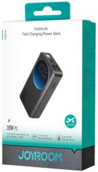 JOYROOM Power Bank digitális kijelzővel C+U+U, PD 30W, 10000 mAh, fekete (JR-PBF01) (JR-PBF01-BLK)