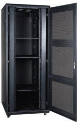 Techson 800 x 1000 mély 42U magas, álló 19"-os rackszekrény, perforált ajtó, fekete (rack_tc_80x100x42u_perf) - ipkameradiszkont