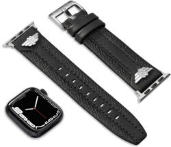 Police Wings fekete bőr Apple Watch szíj 22 mm
