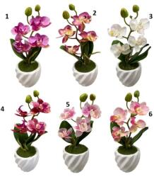 Cserepes selyem orchidea gumi levéllel 20cm választható (DP258)