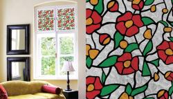 Patifix Üvegfólia piros virágok - szélessége 67, 5 cm (61-2200)