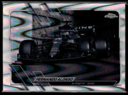 Topps 2021 Topps Chrome Formula 1 Black and White RayWave Refractors #104 Fernando Alonso