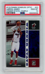 Panini 2020-21 Donruss Optic Winner Stays Purple PSA - 10 GEM MT #20 LeBron James