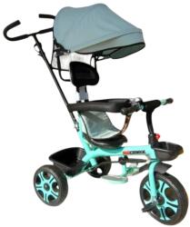 Baby Care Tricicleta cu copertina detasabila NOVOKIDS My first Trike, Roti din spuma cauciucata, Maner de ghidaj pentru parinti, Cadru metalic, Dimensiuni 100X45X90 cm, Verde Turquoise (NKMFTRIKETURQ)