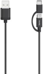 Hama Cablu Hama 200616, microUSB, 2 in 1, adaptor USB-C, 0.75 m (Negru) (Hama 200616)