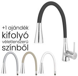 FERRO Zumba II álló mosogató csaptelep króm, flexibilis fekete kifolyóval+színes kifolyó (BZA42B-SET)