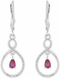  Ezüst Fülbevaló Thai Rubinnal és Fehér Topázzal, PCY10998
