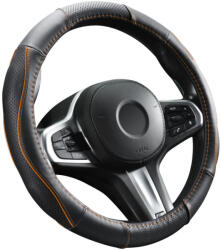 Autolife DW-5056OR Valódi bőr kormányvédő szellőző lyukacsos Narancs betétes mintával (01945)