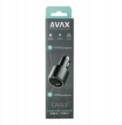 AVAX CC680B Carly+ 140W Autós töltő Usb-c (PD3.1) Usb A, fekete (CC680)