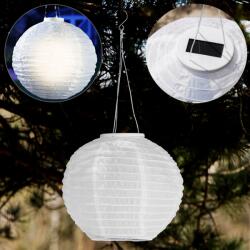 ProGarden Nagyméretű napelemes party LED lampion, vízálló, 40 cm átmérő, fehér, 1 db (DX9200480)