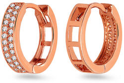 Heratis Forever Fülbevaló rosé aranyból 1 cm, két sor cirkóniával, 14K IZ13838NR
