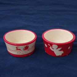 Decoration & Design Kft Kerámia mécsestartó 3cm piros-fehér 2 féle (b23167) - jatekrt