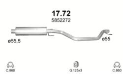 Polmo középső kipufogódob, Opel Signum, Vectra C, 2.0-3.2, 2003-