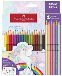 Faber-Castell Színes ceruza FABER-CASTELL kastélyos Unikornis matricával 18 darabos + 6 darab pasztell színes ceruzával (111221) - papir-bolt