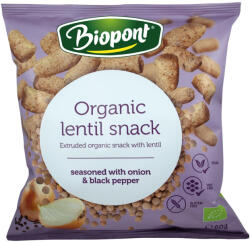 Biopont bio lencse snack, hagymás-borsos