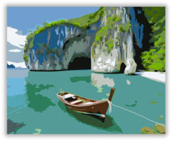  Rejtett Öböl és Fa Halászhajó - számfestő készlet