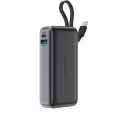 ACEFAST M7-10000 powerbank 1xUSB-A és 1xUSB-C csatlakozással beépített Type-C kábellel 10000mAh 30W PD - fekete