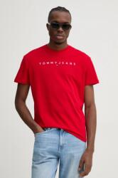 Tommy Jeans pamut póló piros, férfi, nyomott mintás, DM0DM20744 - piros L