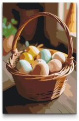  Festés számok szerint - Kosár tojásokkal Méret: 20x30cm, Keretezés: Kartonlemezen