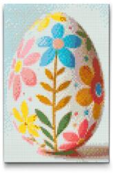  Gyémántszemes kirakó - Húsvéti tojás virágmintával Méret: 40x60cm, Keretezés: Keret nélkül (csak a vászon), Gyémántok: Négyzet alakú