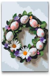  Festés számok szerint - Húsvéti koszorú Méret: 40x60cm, Keretezés: Keret nélkül (csak a vászon)