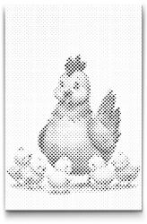  PontPöttyöző - Tyúk csibékkel Méret: 20x30cm, Keretezés: Keret nélkül (csak a vászon), Szín: Kék