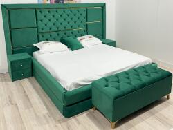MobAmbient Pat de mijloc tapițat din catifea cu accente metalice, verde smarald - model MAROC