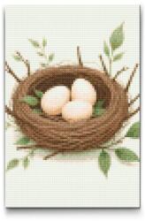 Gyémántszemes kirakó - Madárfészek Méret: 20x30cm, Keretezés: Műanyagtáblával, Gyémántok: Kerek