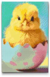  Gyémántszemes kirakó - Húsvéti csibe a tojáshéjban Méret: 40x60cm, Keretezés: Keret nélkül (csak a vászon), Gyémántok: Négyzet alakú