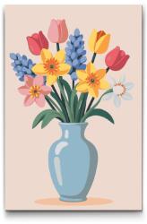  Festés számok szerint - Tavaszi csokor illusztrációja Méret: 20x30cm, Keretezés: Műanyagtáblával