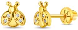 Bebe Gold Cercei din Aur 14K pentru Copii - Buburuza cu Pietre CZ, inchidere cu Filet si Protectie