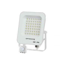 OPTONICA Mozgásérzékelős Led Reflektor - Ultra Slim, SMD, IP65, 30 Watt, Természetes Fehér, Fehér Ház