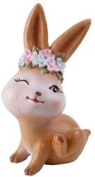 IRIS dekor műgyanta nyúl+virágkoszorú barna 10, 7cm (46627) - bestbyte