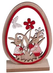  IRIS dekor fa nyúl tojásban piros/fehér 12x15cm (65713) - bestbyte