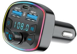 Forever GSM179081 Forever autós Bluetooth MP3-lejátszó FM transzmitter, Type-C és USB lejátszás, Bluetooth hívás és QC3.0 gyorstöltés támogatása (TR-360) (GSM179081)