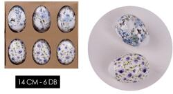 IRIS dekor műanyag tojás 6db virágos kék 14cm (72207) - bestbyte