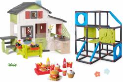 Smoby Set casă de prieteni cu tobogan cu 3 etaje Frame Kraxxl Friends House Life Smoby extensibil, configurabil și bucătărie cu burgere (SM810250-A49) Casuta pentru copii