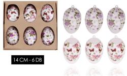 IRIS dekor műanyag tojás 6db virágos lila 14cm (72206) - officedepot