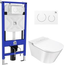 Major&Maker Deluxe A + Coral White mosó funkcióval ellátott wc, szerelő kerettel és öblítő gombbal függő perem nélkül fehér 4020FWS200302W