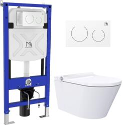 Major&Maker Classic + Coral White mosó funkcióval ellátott wc, szerelő kerettel és öblítő gombbal függő perem nélkül fehér 4050FWS200302W