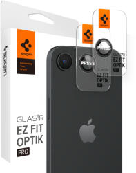 Spigen Glas. tR EZ Fit Optik Pro Apple iPhone 16e Tempered kameravédő fólia felhelyező kerettel, fekete (2db) (AGL09279) - phoner